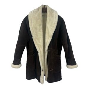 Y2K Vintage Wilson’s Leather Faux Fur Lined Brown M Toggle buttons Coat